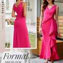 BeryLove Formal Wedding Guest Evening Midi Ruffle Dresses Prom Cocktail Party Mother of The Bride Dress (Pink, XXL)
