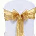 Organza Gold Chair Sashes 50 Pack Universal Chiffon Ties Ribbons for Wedding Christmas Party Reception Ceremony Banquet Decor, Gold Chair Bows for Chairs