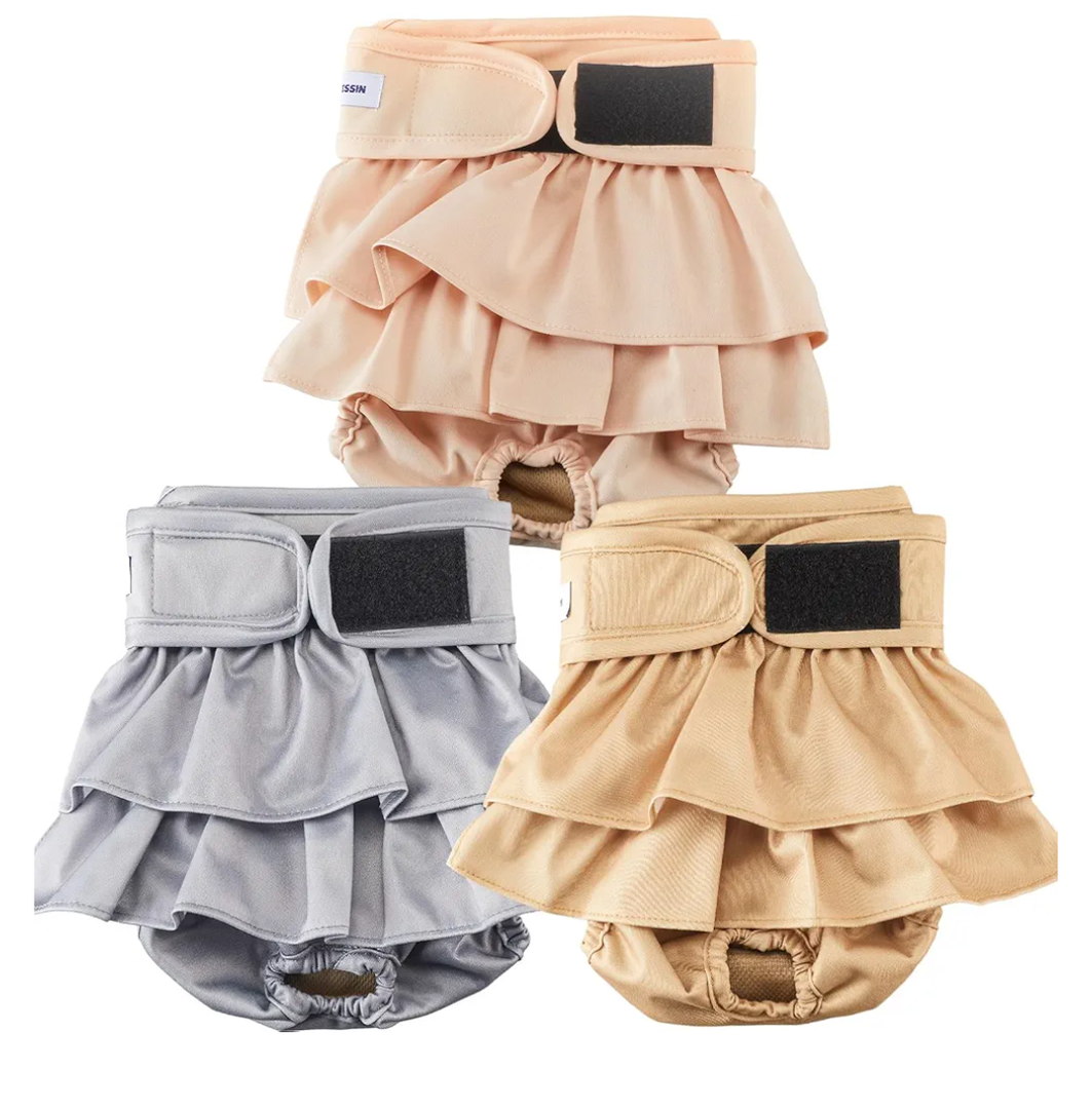 Reusable Dog Diapers Female Washable, Premium Doggie Diaper for Dogs, Pack of 3, Highly Absorbent Small Dog Diaper for Heat, Incontinence and Puppy Training(S)