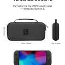 AOLO Carrying Case Compatible with Switch 2 (2025), Portable Hard Protective Travel Case with 10 Game Slots & Accessory Pocke (Jet Black)