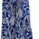 ZAFUL Women's Casual Wide Leg Elastic Waist Drawstring High Waisted Floral Print Palazzo Pant (Blue, S)