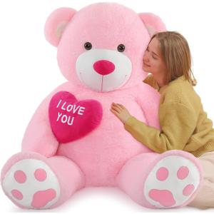 Giant Teddy Bear 52" - Big Stuffed Animal with Heart - Large I Love You Teddy Bear Plush Toys for Kid Christmas Birthday - Valentines Bear Gift for Girlfriend Wedding