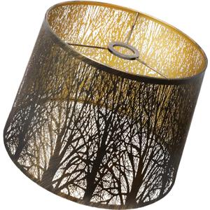 Lampshade Large Drum Lamp Shade 12" Top x 14" Bottom x 10" High (UNO Fitter) Metal Lamp Shades Antique Bronze and Gold Lampshades Replacement for Table Lamps and Floor Lamp Art Etched