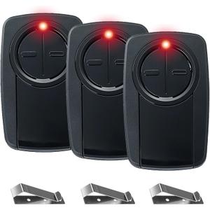 380UT 375UT 375LM 2-Button Remote Control, Klik5U-Bk2 Clicker for Chamberlain Liftmaster Craftsman Genie Garage Door Opener, Wireless Keyless for Red/Orange/Purple/Green/Yellow Button, Dip Switch 3pk