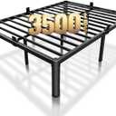 ROIL 18 Inch Full Size Bed Frame with Rounded Corner and Headboard Hole Mattress Retainers 3500LBS Metal Heavy Duty Steel Slats No Box Spring Needed Platform Noise-Free Easy Assembly