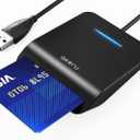 AKERU CAC Card Reader with LED Indicator, DOD Military Common Access, (5 feet Long Cable). Universal Compatibility, Compact PIV Smart Card Reader Compatible with Windows, Mac OS Black [EAL-20]