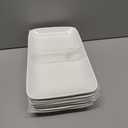 Foraineam Rectangular Salad Plates, 10 Inch White Porcelain Dessert Appetizer Plates Set, Dishwasher and Oven Safe Serving Platters for Sushi, Pasta, Fruit, Set of 6