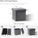 B FSOBEIIALEO Storage Ottoman Cube, Velvet Tufted Folding Ottomans with Lid, Footstool Rest Padded Seat for Bedroom (Grey, Medium)