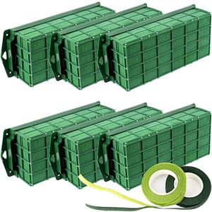 Takytao Floral Foam Cage 6 Pack, Dry Flower Cage Holders, Green Foam Cage Blocks for Fresh Flower Arrangements Decoration, Wedding, Interior and Garden