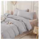 SAPHREAS 100% Washed Cotton Duvet Cover King Size Set, Linen Like Comforter Cover with Zipper Closure & Corner Ties (No Comforter), 104x90 Light Grey