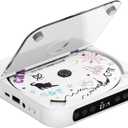 ENVYCLOUD CD Player Portable with Dual Stereo Speakers, Rechargeable Portable CD Player with Bluetooth for Home with Headphones, Support CD/AUX/USB, White