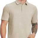 MICHEL ROUEN Mens Polo Shirts Heather Jacquard/Print/Striped Performance Moisture-Wicking Casual Collared Golf Shirts for Men (L)