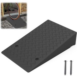 Rubber Threshold Ramp 7.09 Inch Rise, Wheelchair Rubber Door Ramp with Non-Slip Surface, Home Step Ramp with Channel for Wheelchairs/Cars/Scooters (1PCS, 2200LBs Loading)