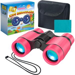 ESSENSON Binoculars for Kids Toys Gifts for Age 3-12 Years Old Boys Girls Kids Telescope Outdoor Toys for Sports and Outside Play, Bird Watching, Birthday Presents (Pink)