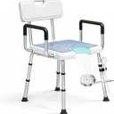 4-in-1 Shower Chair for Inside Shower with Arms and Back, HSA/FSA Eligible, 400lbs Capacity Height Adjustable U-Shaped Shower Seat for Seniors Elderly Easy Bathing Tool-Free Assembly