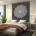 NAKLEO Mandala Painting Large Stencil Diameter 35, Oriental Circle Mandala Geometric Ornament, Reusable Plastic Template DIY Art and Craft, Wall Floor Wood Fabric Furniture
