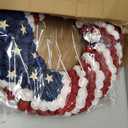 18Inch Patriotic Roses Wreath, 4th of July Summer Soft Touch Foam Roses Wreath for The Front Door, Handcrafted Memorial Day Artificial Flowers for Indoor and Outdoor