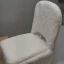 GREENSTELL Small Vanity Stool Chair with Storage and Folding Back, 13.4" x 15" x 30" Square Faux Fur Soft Ottoman, 4 Metal Legs with Anti-Slip Feet, Furry Padded Seat for Makeup, Bedroom, White