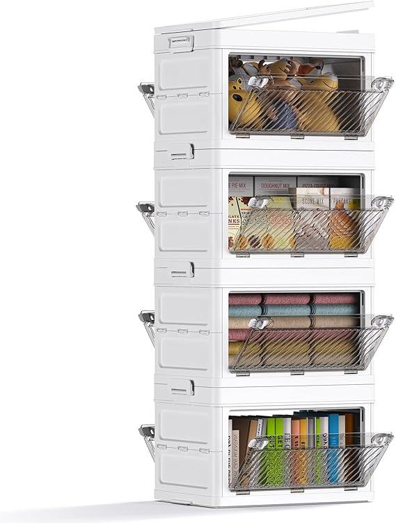 Himix Large Storage Bins with Lids, 66Gal/264QT Stackable Collapsible Plastic Bins with Wheels, Closet Organizers for Bedroom, Kids Room, Living Room, Garage
