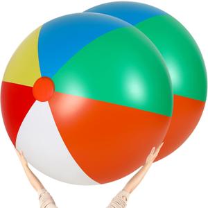 Tanlade 2 Pcs 5 Feet Giant Beach Ball Rainbow Color Big Inflatable Large Giant Ball Blow up for Adults Summer Pool Party Water Game Huge Toy