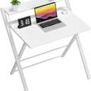 GreenForest Folding Desk No Assembly Required Small Size, 2-Tier Foldable Computer Desk with Shelf for Home Office, Space Saving Portable Laptop Study Foldable Table for Small Spaces, White (22 x 27.3 inch)