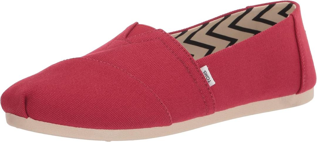 TOMS Women'sAlpargata Slip On Flats (9, Red)