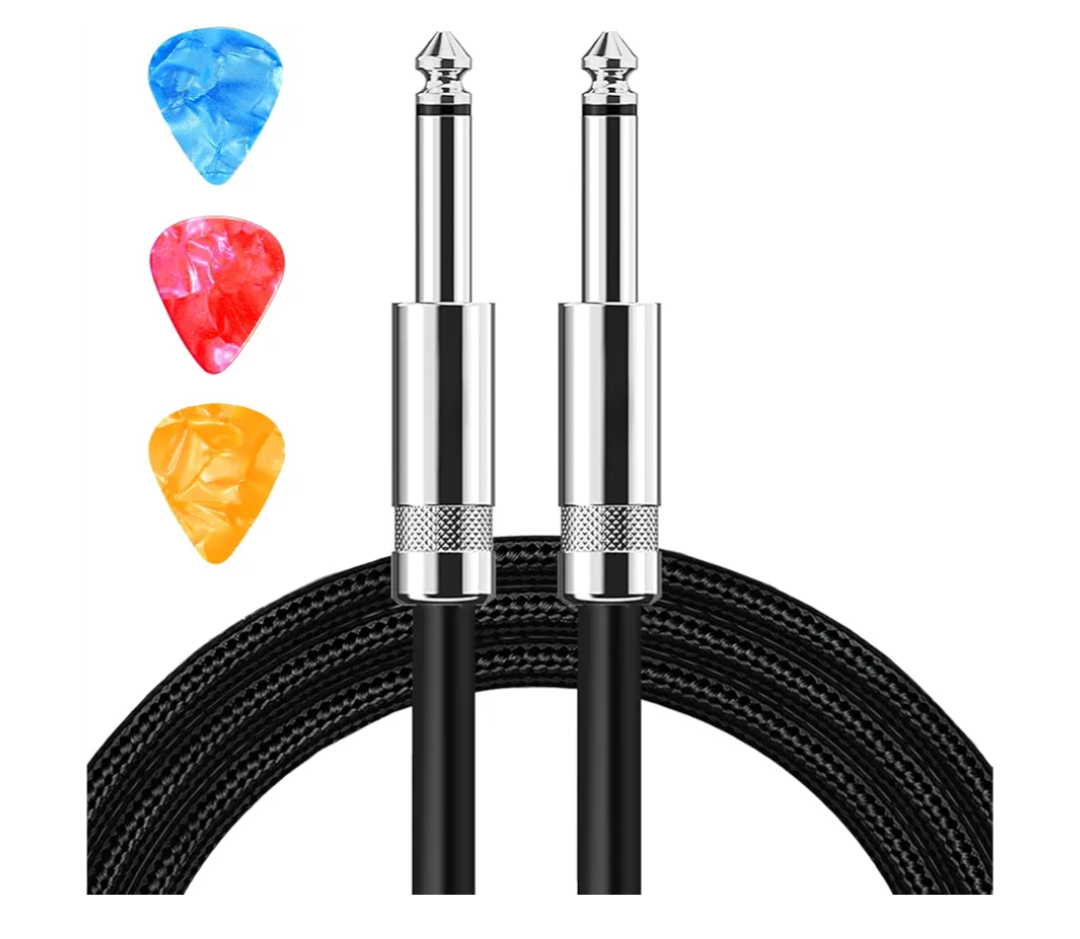Guitar Cable Guitar Cord 15ft AMP Cord for Bass & Electric Guitars/Keyboard/Mandolin TS 1/4 Inch Instrument Cable, Pro Audio Straight Angle Black