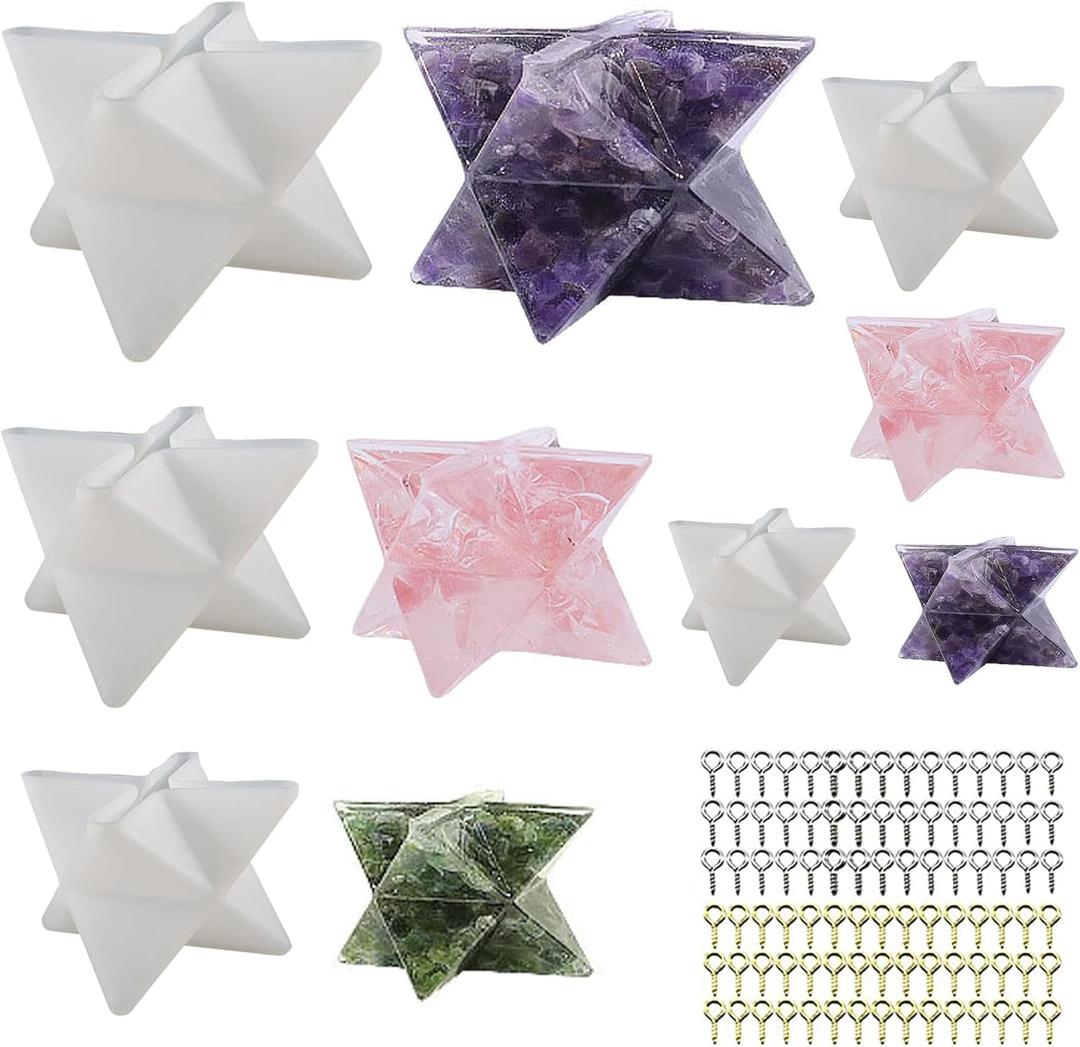 Cayway Resin Silicone Molds, Hexagram Resin Molds, 3D Star Shape Silicone Molds for Candle Molds for Home Decoration, Candle Soap Molds