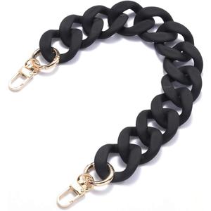 AUMEY Large Flat Chain Strap - Acrylic Luxury Handbag Strap Fashionable Replacement Purse Clutches Handles for DIY Crafts, 15.7 inch of Each  (02- Black)