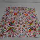 Set of 6 Mexican Placemats 12"x18" Mexican Bird Flower Placemats Festival Place Mats Cinco De Mayo Ornate Ethnic Linen Washable Kitchen Dining Table Mats for Home Party Indoor Outdoor Holiday(White)