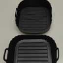 Redfly 2 Pack Silicone Air Fryer Liners, Square Reusable Non-Stick Basket Inserts for 4-5 QT Air Fryers, Dishwasher Safe Parchment Paper Replacement Accessories Black