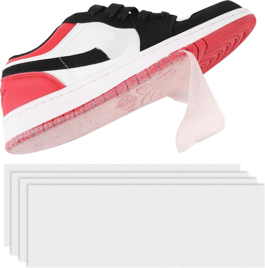 Shoe Sole Protector for Sneakers, 4 Pcs 13.8 * 5.9 Inch Clear Shoe Bottom Protector for Air Force 1, Red Bottom Heels, Dress Shoes, etc.(4 Pcs)