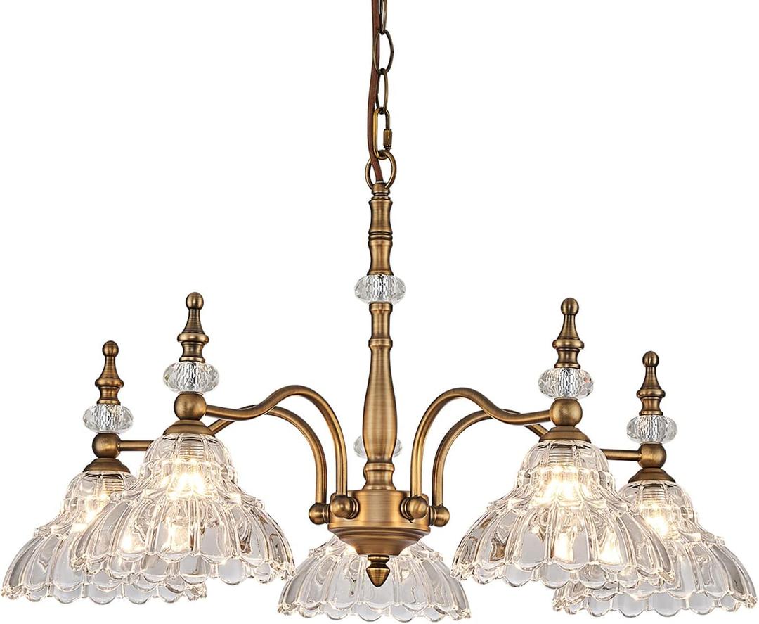 HDDFL Chandeliers Light 5 Lights Chandelier Lamp Modern Pendant Lighting Fixtures Hanging Lamps for Dining Room Entryway Living Room Bedrooms Foyer Entrance Kitchen (Brass)