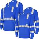 Amylove 4 Pcs Long Sleeve Safety Shirt High Visibility Reflective Construction Work Shirts for Men Women(XXL,Blue)