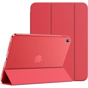 JETech Case for iPad (A16) 11th Generation 11 Inch 2025 / iPad 10th Generation 10.9 Inch 2022, Slim Smart Cover with Hard PC Translucent Back, Supports Touch ID, Auto Wake/Sleep (Red)