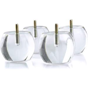 JEREVER Acrylic Furniture Legs,Sofa Feet,Clear Furniture Risers for Couch Cabinet Home Decor DIY Legs Pack of 4 (3.1''D x 2.4''H, Clear)