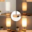 Yarra-Decor Bedside Lamps with USB Port - Touch Control Table Lamp for Bedroom Wood 3 Way Dimmable Nightstand Lamp Set of 2 with Round Flaxen Fabric Shade for Living Room, Dorm, Home Office (2 Pack)