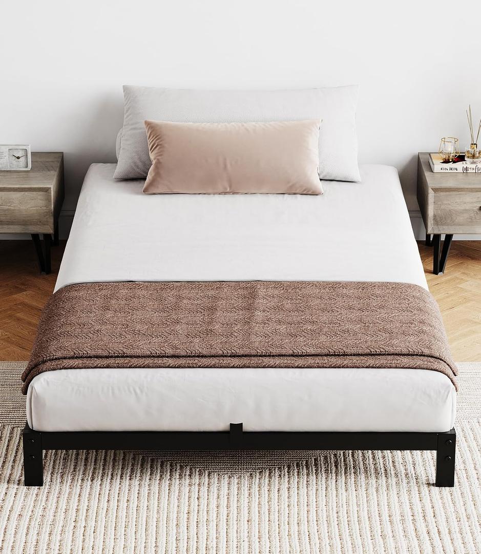 IDEALHOUSE 6 Inch Twin Bed Frames with Under Bed Storage, Heavy Duty Mattress Foundation, Easy Assembly, No Box Spring Needed,75.2" Dx39 Wx6 H Platform Bed for Bedroom, Apartment, Black, Metal