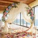 Wedding Arch Draping Fabric 28" x19FT, Sheer Chiffon Fabric Backdrop, 2 Panels Ivory Drapes for Wedding Ceremony Decor, Decorative Arch Drapery for Birthday Party Ceiling Curtain Backdrop