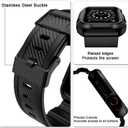 OROBAY Rugged Band Compatible with Apple Watch Band 45mm/44mm/42mm with Case, Shockproof Strap for iWatch SE3 SE2 SE Series 9/8/7/6/5/4/3/2/1 with Bumper Case Cover Men Women, Matte Black