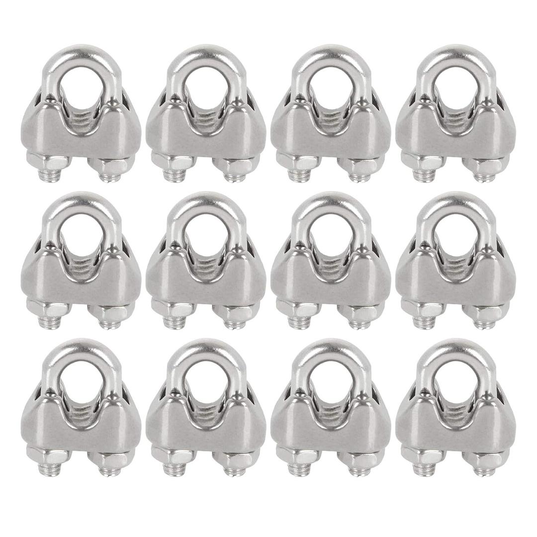20PCS Cable Clamps 5/16 Stainless Steel Wire Cable Clamps M8 Wire Rope Clamp 5/16 inch Wires Rope Cables Clip Clamp Heavy Duty U Bolt Saddle (Silver)