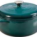 Lodge Essential Enamel Cast Iron Dutch Oven 6 Quarts - Perfect for Bread Baking, Braising, Marinating & Slow Cooking, Features Moisture-Sealing Lid & Dual Handles, Kitchen Essentials, Lagoon
