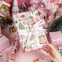 MAYPLUSS Christmas Wrapping Paper Roll - 17 In x 33 Feet - Cute Pink Christmas Candy Cane Cake Reversible Polka Dot Gift Wrap Paper for New Year, Holiday, Kids