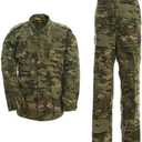 LANBAOSI Men's Tactical Hunting Uniform Combat Suit Shirt Jacket Coat and Pants Set (Cp)