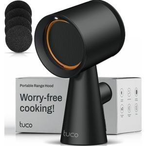 TUCO Portable Range Hood, Countertop Kitchen Exhaust Fan with 3 Speeds, 5-Layer Filter, Powerful Smoke Removal, Low Noise, Oil Cup, Air Purifier for Apartments, Dorms & Indoor BBQ Smokeless – Black