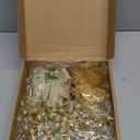 Floweroyal 30pcs Poinsettia Artificial Christmas Flowers Decorations with Clips and Berry Stems Glitter Ornaments for Christmas Tree Wreath Fireplace Stairs Decor (Gold-3 Styles)