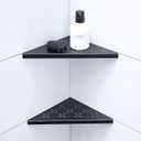 10" Corner Shower Shelf, 2-Pack Shower Shelves SUS304 Stainless Steel Bathroom Shelves for Tile Walls, Recessed Corner Shelf Organizer Rack, No Drilling (Matte Black)