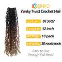 Yanky Twist Crochet Hair 12 Inch 10 Packs Pre-Twisted 3 Tones Ombre Brown Yankee Twist Micro Passion Twist for Black Women(OT30/27, Total 200 Strands)