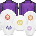 440HZ 6"-12" Set of 7 Paternoster Frosted Quartz Crystal Singing Bowl Set for Chakra Healing with 2 pcs Carrying Case