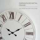 Oversized Farmhouse Wall Clock - 30 inch, Extra Large Decorative Wall Clock for Living Room Decor | Metal Face | Roman Numeral | Battery Operated